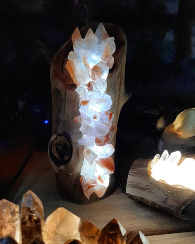 Crystal Lamp delicately carved in Wood