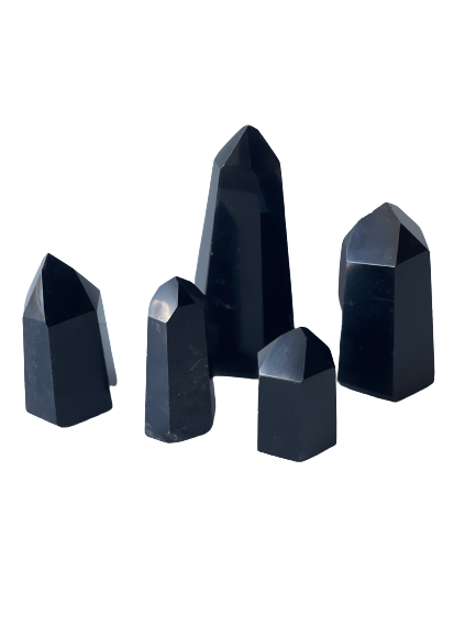 Black Obsidian Generator Single Point Cut and Polished From Brazil