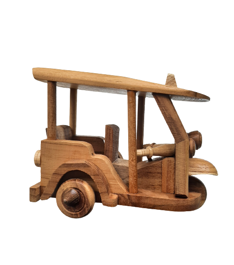 Hand Carved Wooden Tuk Tuk