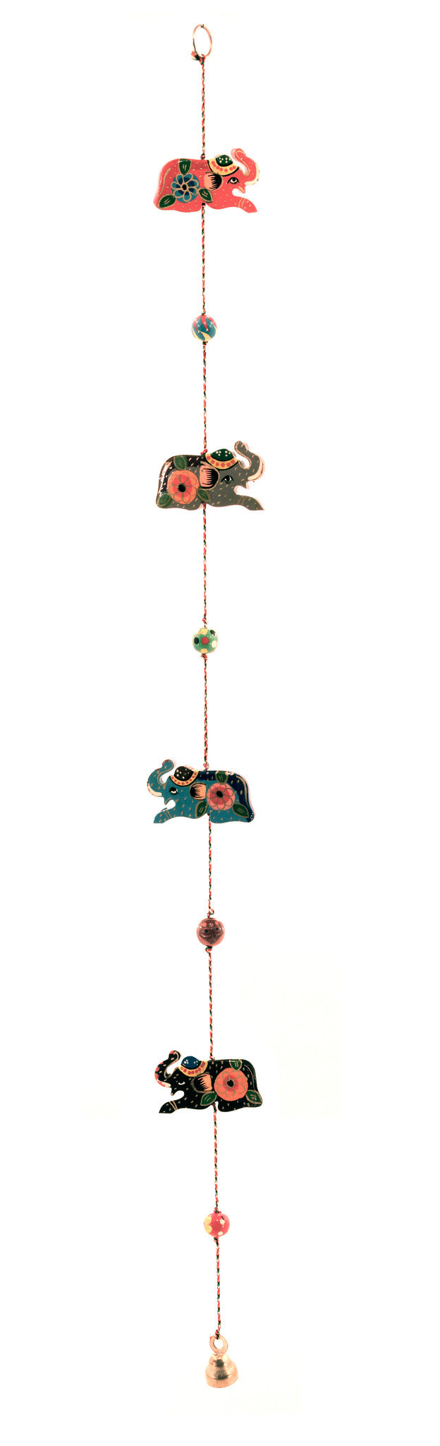 Hanging Wooden Elephant Decoration Mobile Multi Colour - 125cm