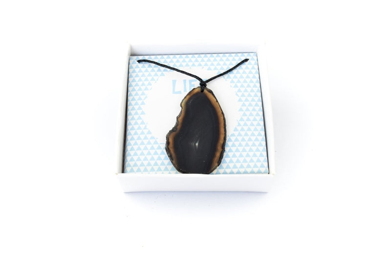 Agate Slice Necklace with Black Cord