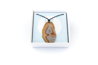 Agate Slice Necklace with Black Cord