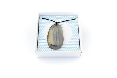 Agate Slice Necklace with Black Cord