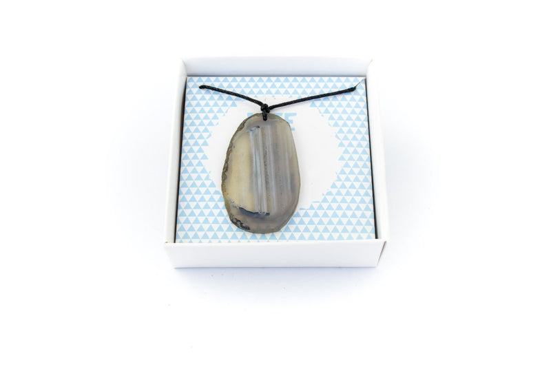 Agate Slice Necklace with Black Cord