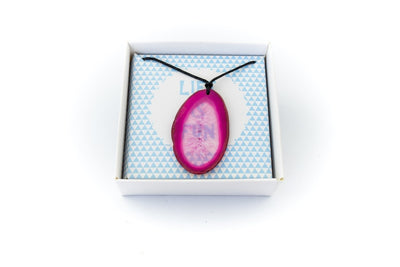 Agate Slice Necklace with Black Cord