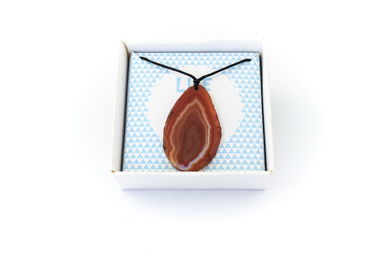 Agate Slice Necklace with Black Cord