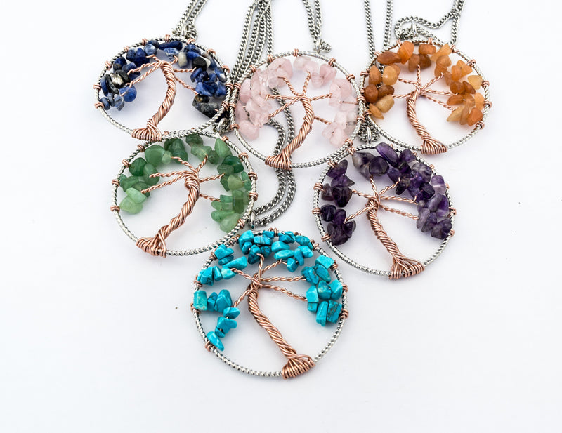Tree of Life Crystal Pendant with Chain