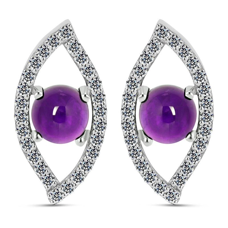 Amethyst Silver Curvy Cleo Stud Earrings