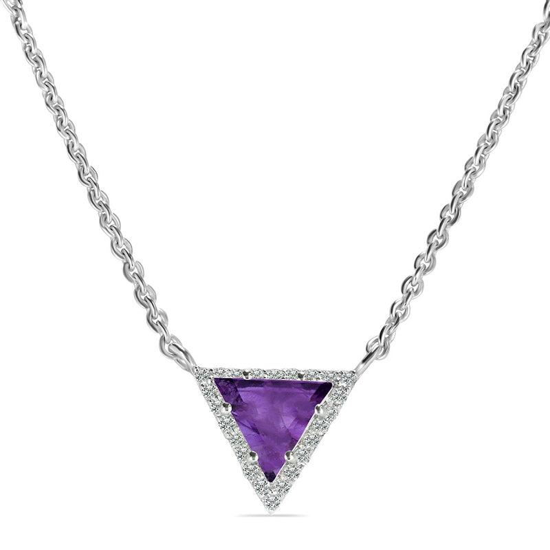 Amethyst Silver Delta Necklace