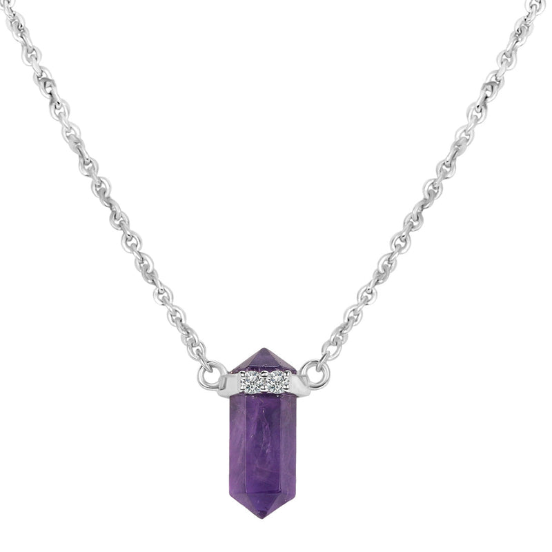 Amethyst Silver Delicately Pointed Necklace