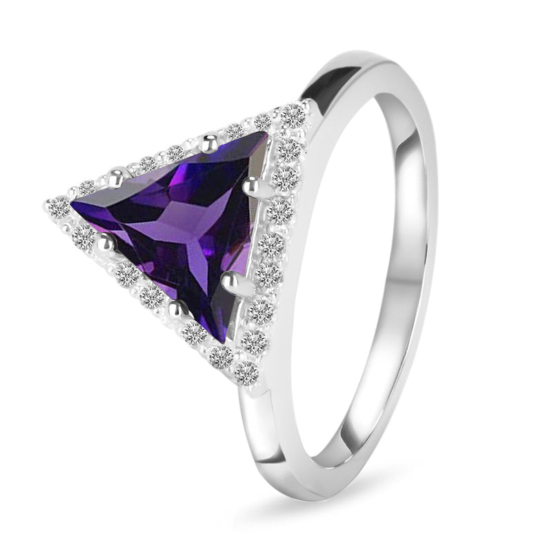 Amethyst Silver Delta Ring