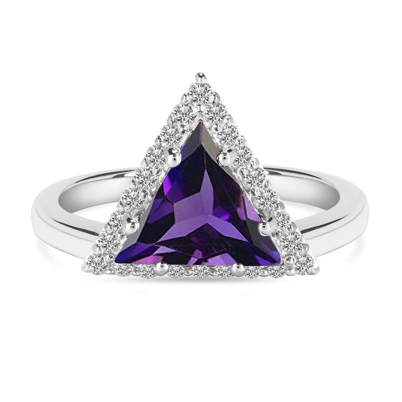 Amethyst Silver Delta Ring