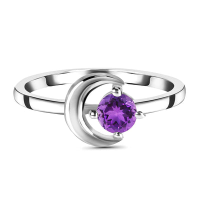 Amethyst Silver Blue Moon Ring