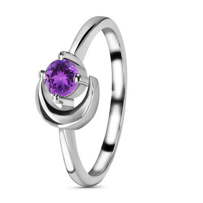 Amethyst Silver Blue Moon Ring