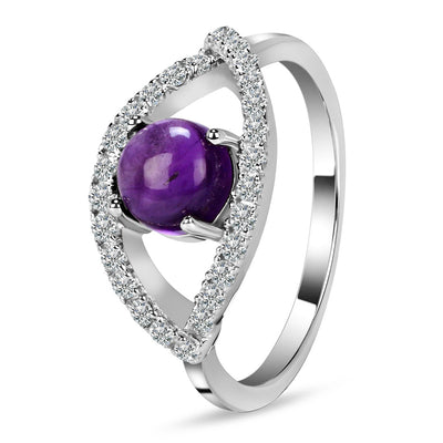 Amethyst Silver Curvy Cleo Ring