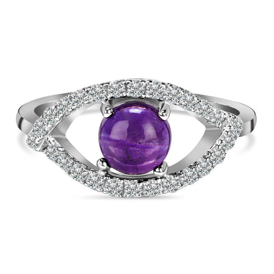 Amethyst Silver Curvy Cleo Ring