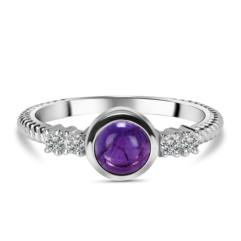 Amethyst Silver Calixta Ring