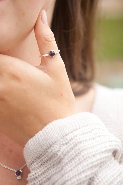 Amethyst Silver Calixta Ring