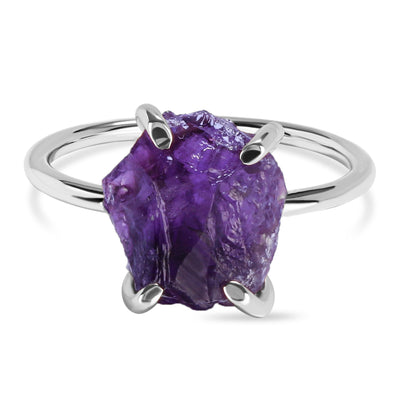 Amethyst Silver Ruvida Ring