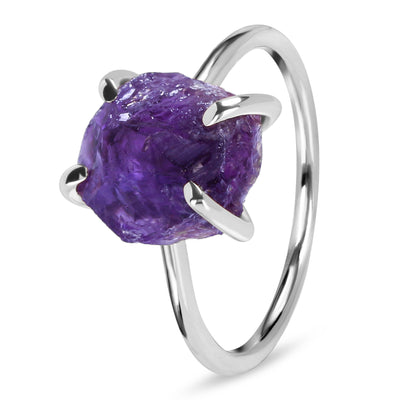 Amethyst Silver Ruvida Ring