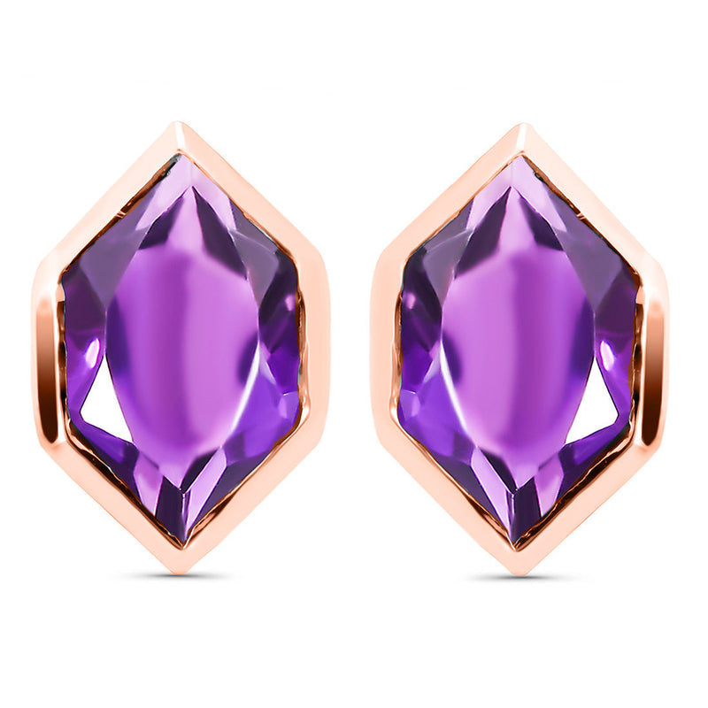 Amethyst Rose Gold Estoile Stud Earrings