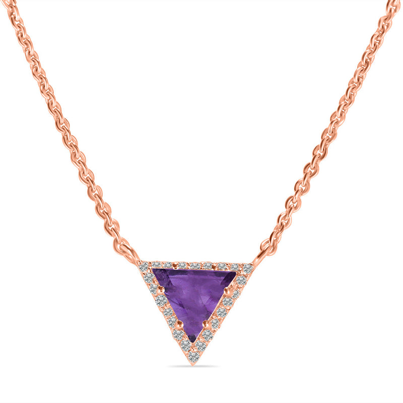 Amethyst Rose Gold Delta Necklace