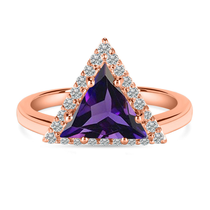 Amethyst Rose Gold Delta Ring