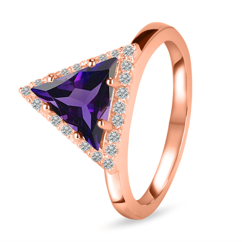 Amethyst Rose Gold Delta Ring