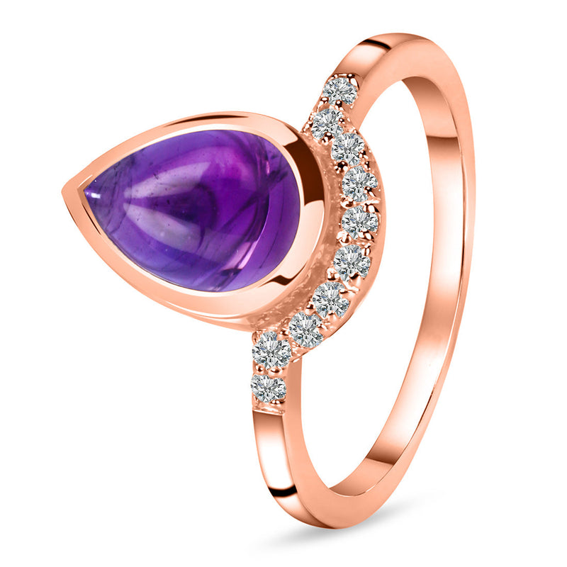 Amethyst Rose Gold Dacrocyte Ring