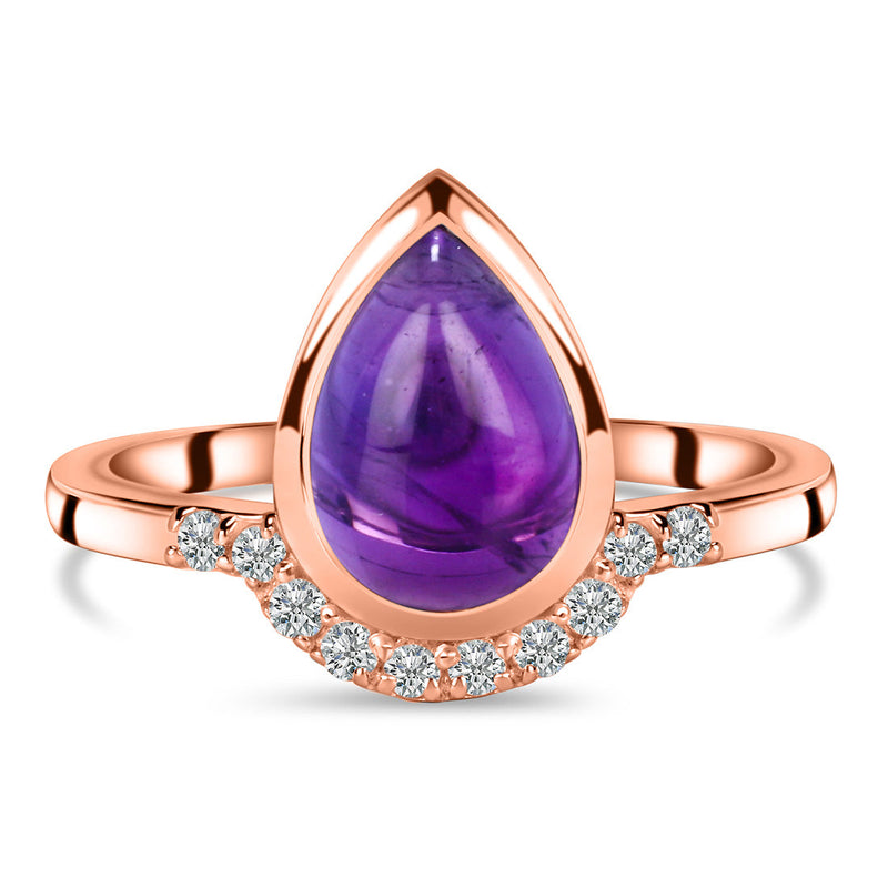 Amethyst Rose Gold Dacrocyte Ring