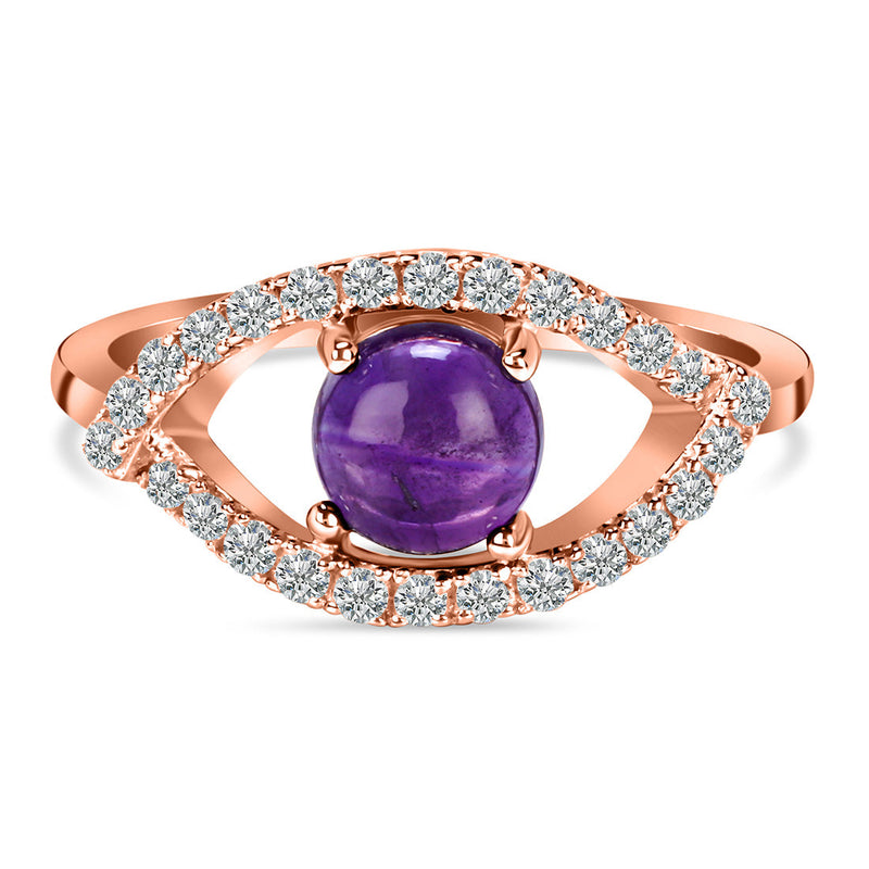 Amethyst Rose Gold Curvy Cleo Ring