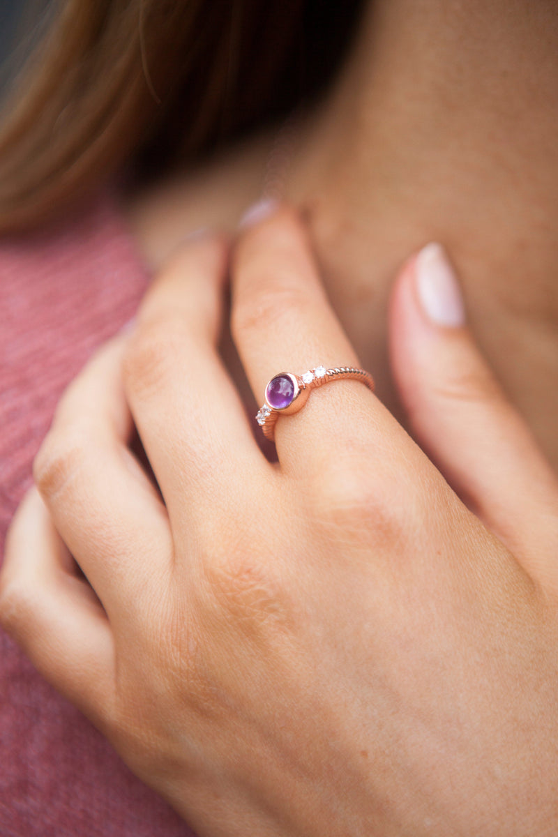 Amethyst Rose Gold Calixta Ring