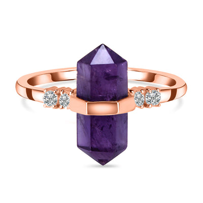 Amethyst Rose Gold Delicately Pointed Ring