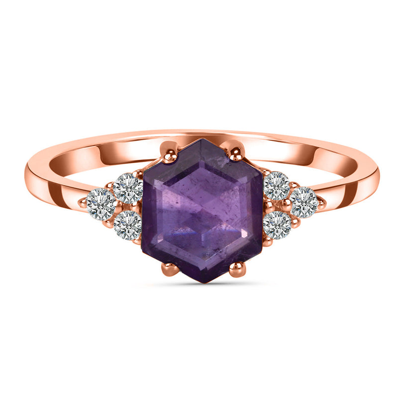 Amethyst Rose Gold Amelia Ring