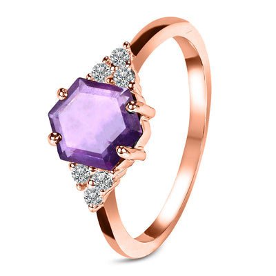 Amethyst Rose Gold Amelia Ring