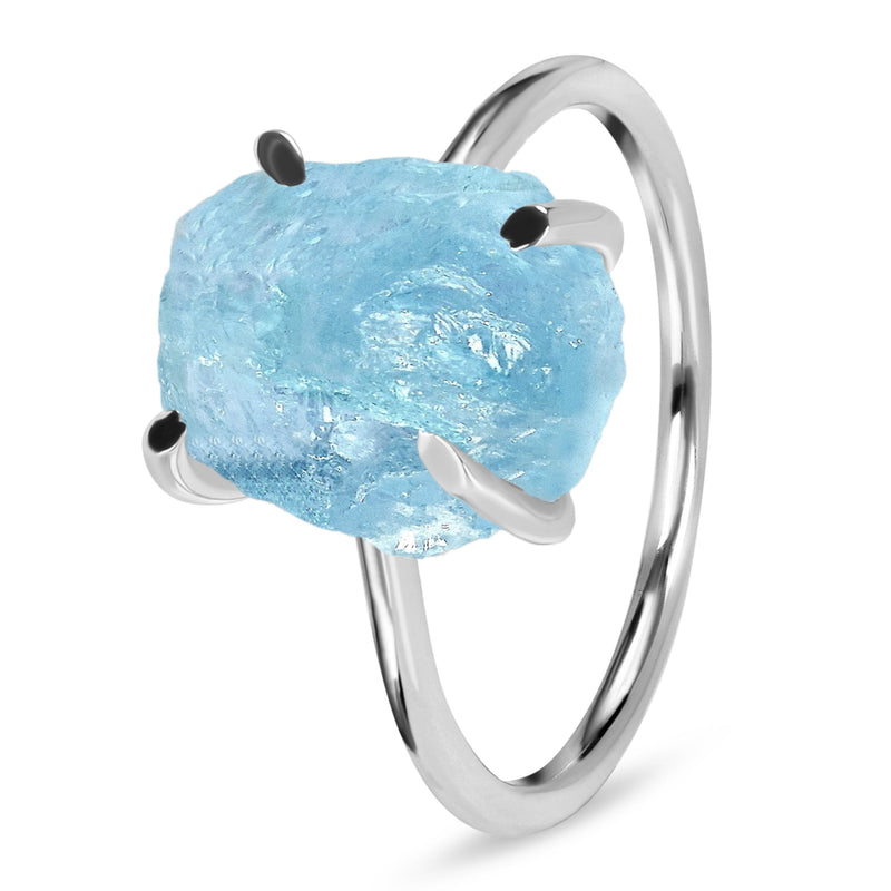 Aquamarine Silver Ruvida Ring