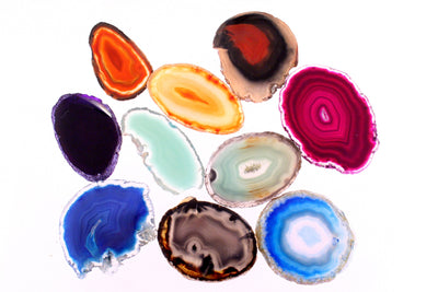 Set of Slices of Crystal Agate, Cut and Polished, 7-9cm