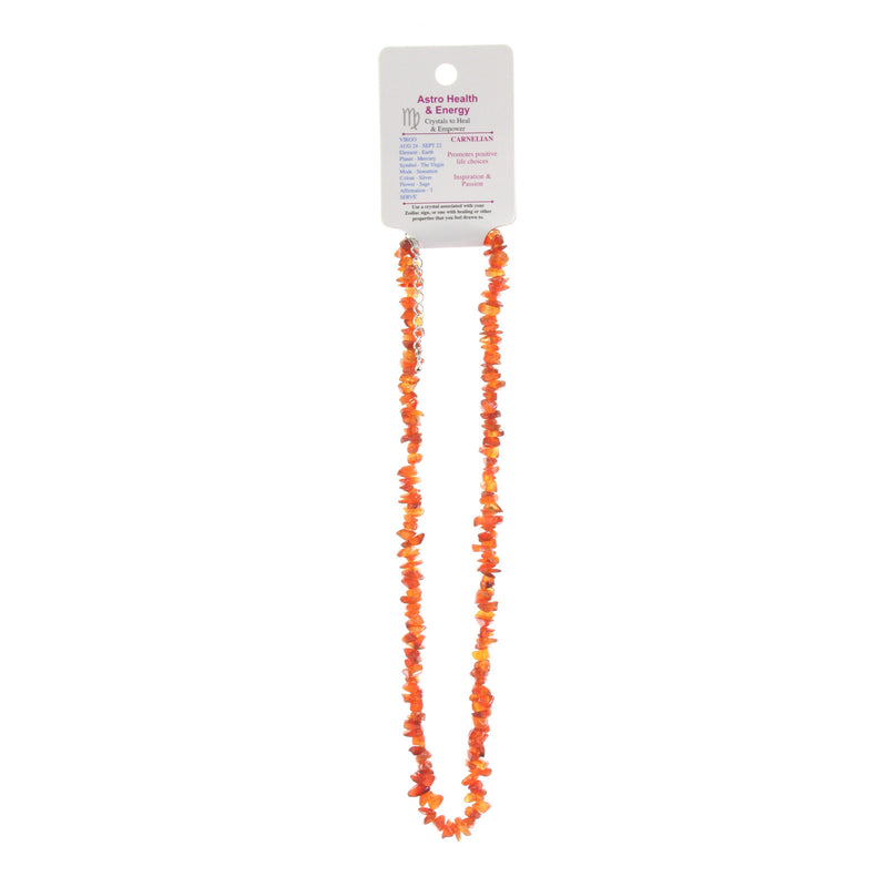 Carnelian Crystal Chip Horoscope Necklace - Star Sign Virgo