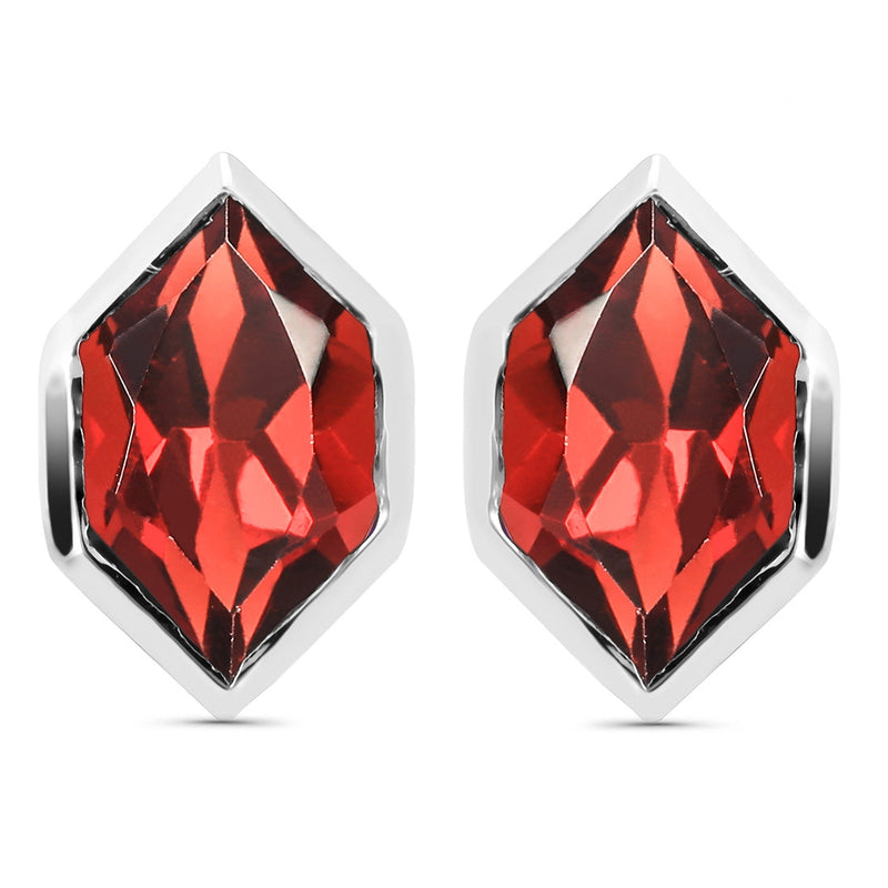 Garnet Silver Estoile Studs