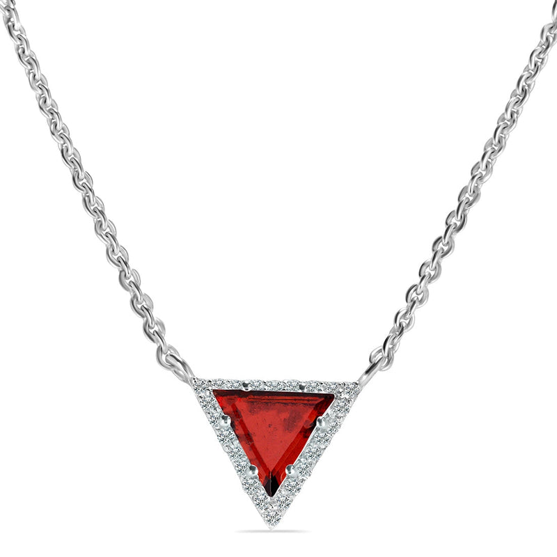Garnet Silver Delta Necklace