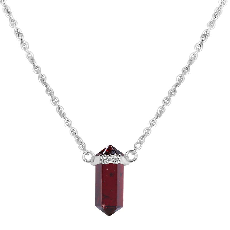 Garnet Silver Delicately Pointed Necklace