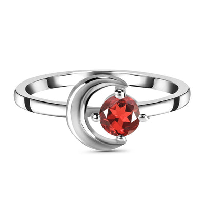 Garnet Silver Blue Moon Ring