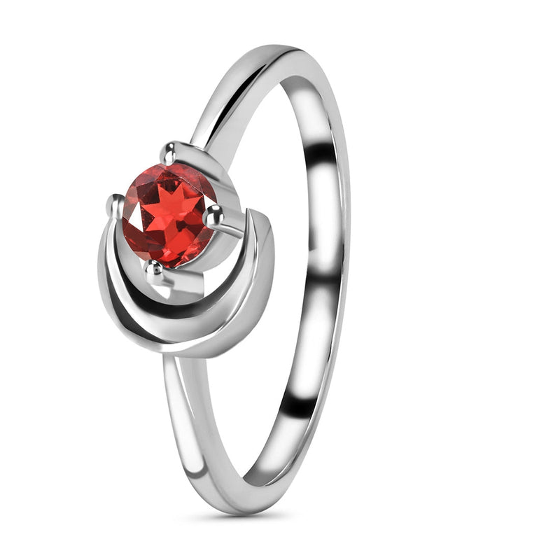 Garnet Silver Blue Moon Ring