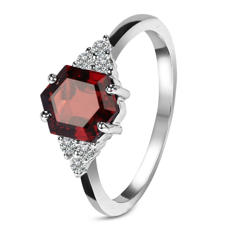 Garnet Silver Amelia Ring