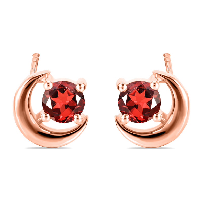 Garnet Rose Gold Blue Moon Stud Earrings