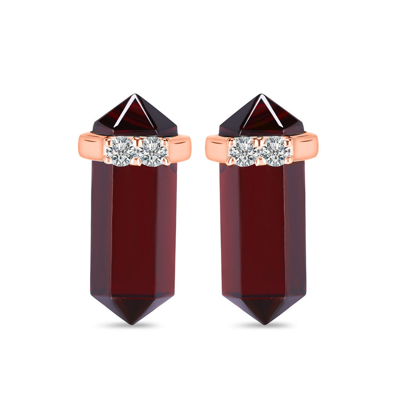 Garnet Rose Gold Delicately Pointed Stud Earrings