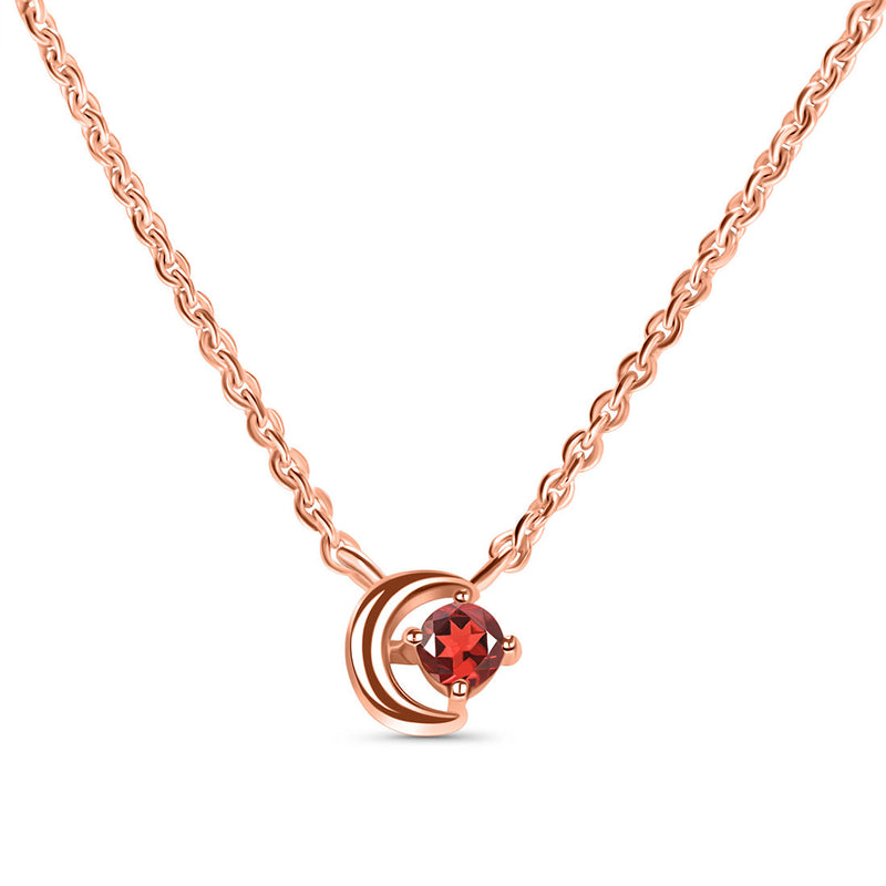 Garnet Rose Gold Blue Moon Necklace