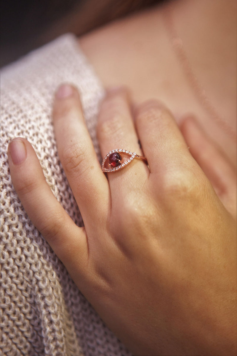 Garnet Rose Gold Curvy Cleo Ring