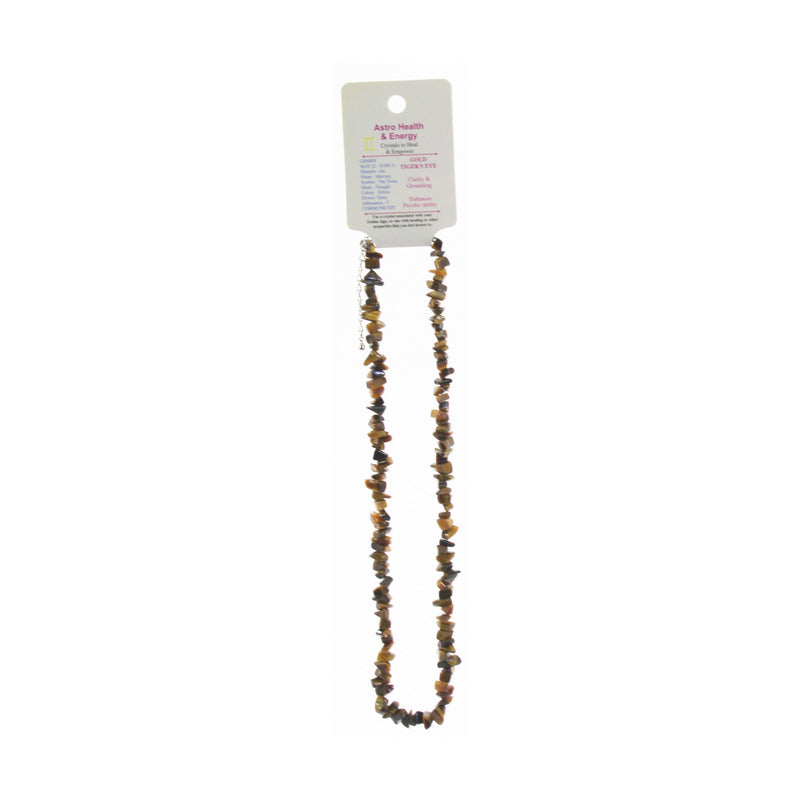 Tiger Eye Crystal Chip Horoscope Necklace - Star Sign Gemini