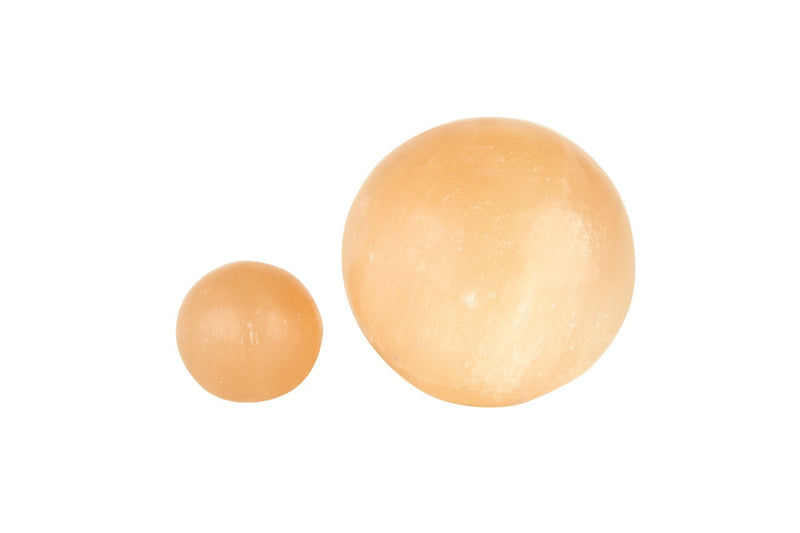 Orange Selenite Crystal Sphere Cut and Polished Mineral - 60mm Diameter